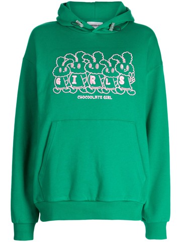 CHOCOOLATE - logo-print cotton hoodie - women - Cotton - S - Green