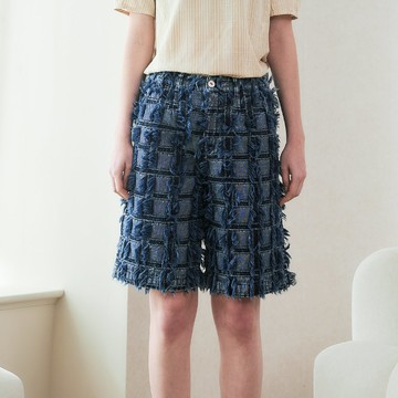 INDIGO雪花洗口袋五分牛仔短褲(4色)