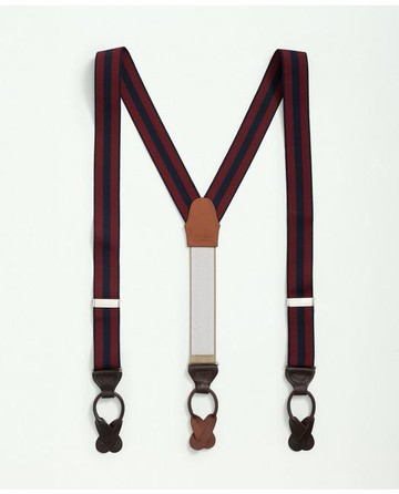 Brooks Brothers Men's Striped Suspenders Shoes | Navy/Burgundy