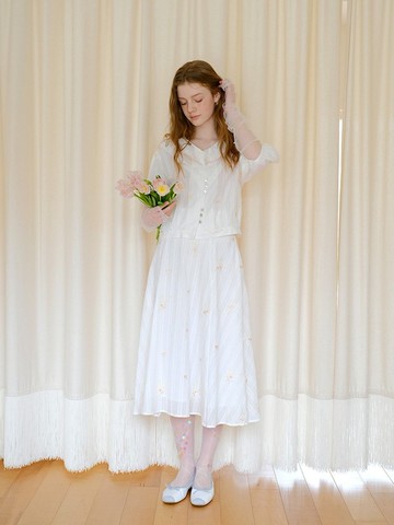 MintCheese 法式博主 文艺复古 精致小花刺绣提花棉套装