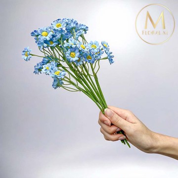 法式野餐洋甘菊高雅藍仿真花花材(1入組)