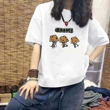 台灣现貨100%純棉 短袖 oversize T恤 韓國上衣 夏季上衣 短袖T恤女 短袖上衣 寬鬆上衣 卡通上衣 女短袖