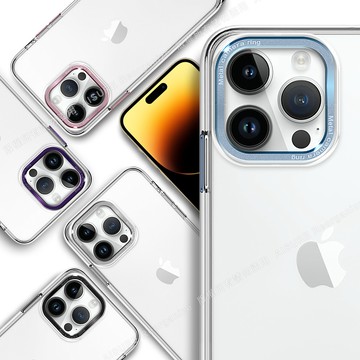 CITY BOSS City for iPhone 14 Pro 6.1 金屬鏡頭框透明軍規殼