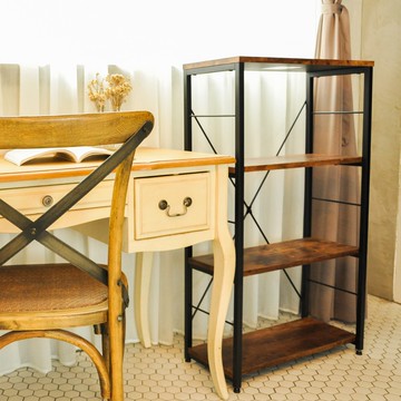 工業風收納櫃 四層書架 置物架 書櫃 仿古木色 MIT台灣製【31802-4】Tasteful 特斯屋