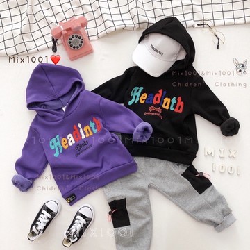 ❤️❄️彩色字母毛線造型連帽上衣✨兒童厚刷毛連帽上衣 5-17