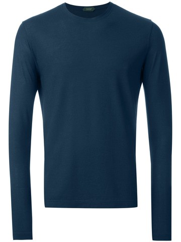 Zanone - long-sleeve T-shirt - men - Cotton - 50 - Blue