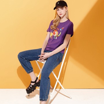 JIN HWA 今譁 詹譁霓 韓潮流時尚工裝貼口袋褲管縮口造型九分牛仔褲U6121