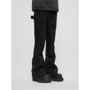 BEVAN UP丨Stick Cloth Trousers* 高密立裁鏤空貼布微喇長褲