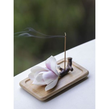 達埔線香香插香座家用室內禪意香立玉蘭花陶瓷香托熏香爐線香底座