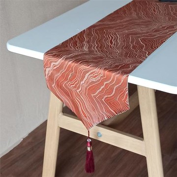 簡約現代輕奢桌旗橙色長條餐桌茶幾布新中式茶旗客廳電視柜藍桌布