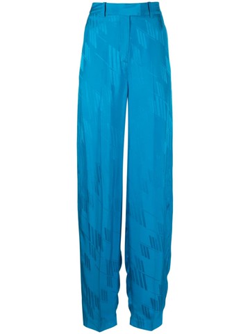 The Attico - Jagger monogram wide-leg trousers - women - Viscose/Cotton/Cupro - 42 - Blue