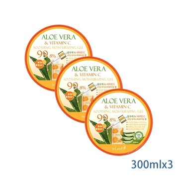 2+1心意加倍【isLeaf】韓國蘆薈保濕凝凍300ml-維他命C，共3入