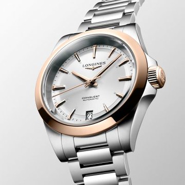 LONGINES 浪琴 Conquest  征服者系列 18K玫瑰金機械女錶 年終送禮-34mm L3.430.5.72.6