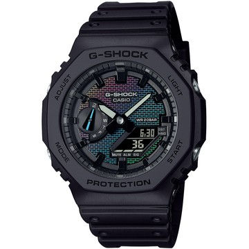CASIO G-SHOCK 彩虹磚牆霧黑八角造型計時錶/GA-2100RW-1A