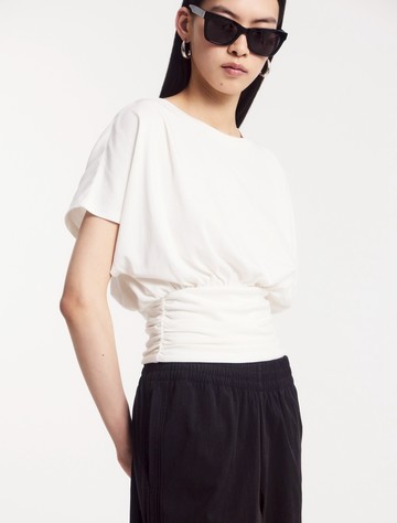Wren Rouch Hem Tee in Chalk - Cotton MicroModal Ninety Percent
