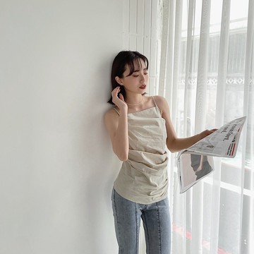 【Aa.chic出清5折起】抓皺設計後鬆緊背心(三色)女裝/抓皺/後鬆緊/背心【C41055】