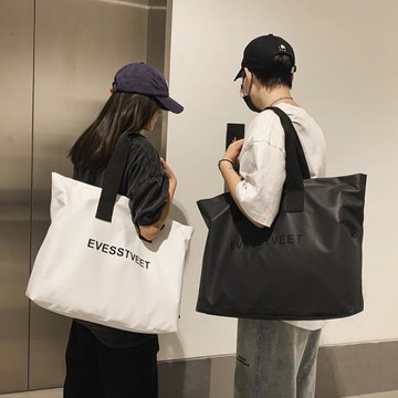 日系工裝風潮牌男單肩斜挎包女韓版帆布休閑購物袋手提包大容量