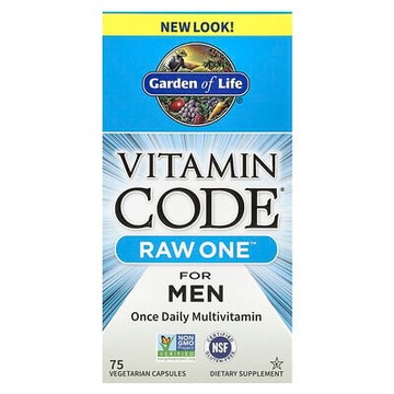 Garden of Life, Vitamin Code®，RAW One™，男性每日一次多維生素，75 粒素食膠囊