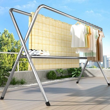 晾衣架落地折疊室內家用陽臺移動掛衣桿臥室伸縮鍍鋅管曬被子神器