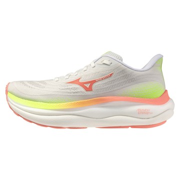 Mizuno 美津濃 Wave Sky 9 [J1GD251291] 女 慢跑鞋 支撐 緩震 競速 白 粉橘