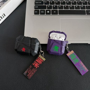 新福音戰士EVA適用airpodspro2保護殼高級感黑紫色卡通日系動漫簡約情侶個性小眾掛繩3四代蘋果耳機套4硅膠軟
