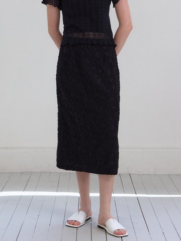 Flower Jacquard Skirt_Black