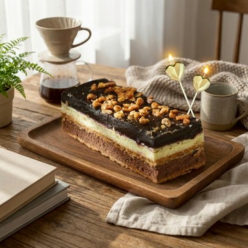 3日內出貨【拿破崙先生】LINE禮物獨家-濃。黑巧克千層蛋糕單1盒+愛心蠟燭x1