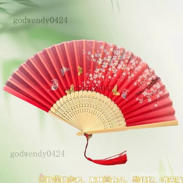扇子折扇中國風古風流蘇女式折疊古典古裝古代漢服小竹扇夏日隨身