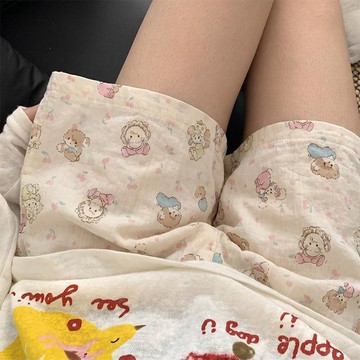 台灣出貨 大尺碼睡褲 睡褲女 雲朵棉短褲 薄款睡褲 大碼睡褲 125kg休閒寬鬆睡褲 夏天短褲 慵懶睡褲 高腰闊腿遛彎褲