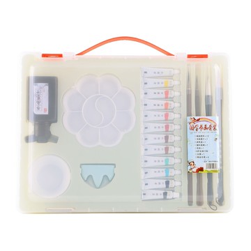 贛雅軒 國畫工具套裝中國水墨畫毛筆初學者12色入門顏料 文房四寶【益三和】可開發票