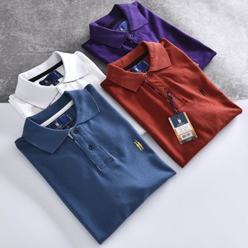 出K單！精致小刺繡 外貿男裝工廠尾貨夏季休閑商務純色短袖POLO衫