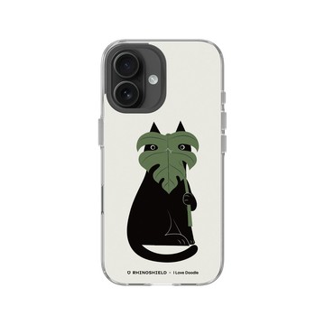 iPhone 16 Clear Case（相機按鈕） 透明 - ilovedoodle (Lim Heng Swee) - Cat and Plant - 龜背芋