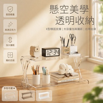 台灣出貨✨ 透明亞克力置物架 桌面收納架 廚房浴室整理架 香水手辦展示架 書桌整理架 多層儲物架 簡約現代設計