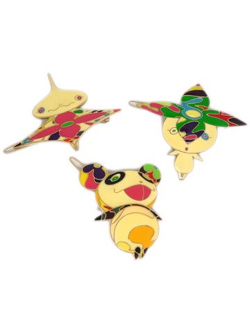 Louis Vuitton Pre-Owned - x Takashi Murakami 1990-2000s Panda Onion Head Flower Boy hair barrettes (set of three) - women - Gold Plated - One Size