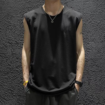 夏季男士冰絲透氣背心運動健身打底衫寬肩訓練無袖t恤坎肩速幹網眼涼感背心 冰絲背心 無袖背心 速乾背心 透氣背心 內搭背心