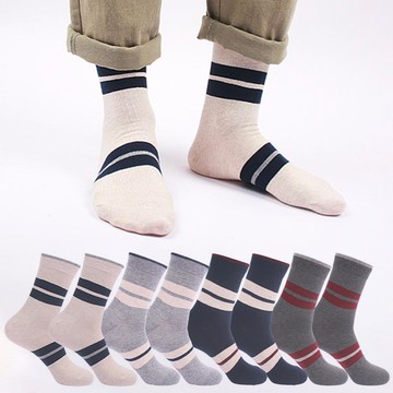 Doobalro 男款四線中筒襪 8雙  顏色隨機  250~280mm