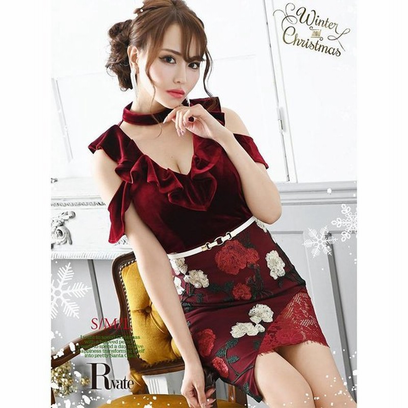 ドレス ワンピース 赤 レディース タイト シアー ベロア ミ二ドレス 高級感 刺繍 パーティー 発表会 レース Rvate アールベイト 通販 Lineポイント最大0 5 Get Lineショッピング