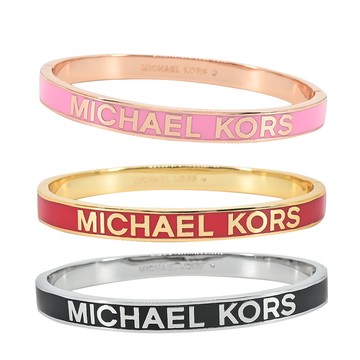 MICHAEL KORS BRASS 寬版LOGO扣式手環禮盒(多色選)
