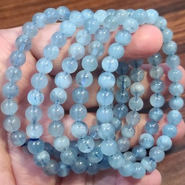 海藍寶 魔鬼藍 手鍊 手環 手珠 魔鬼海藍寶 7mm 天然❤水晶玉石特賣#R170-3