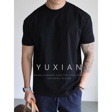 (免運)【顯壯增肩寬】涼感Sorona美式棉質運動休閑純色短袖健身T恤春夏