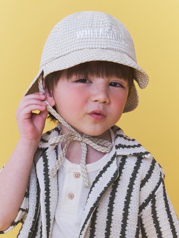 Soft Check Round Double Brim Kids Mason Cap