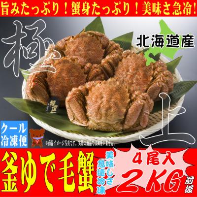 ふるさと納税 恵庭市 500g前後の毛ガニ×4尾