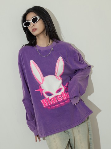 潮流神秘面具兔薄長T