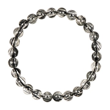 【正佳珠寶】黑鈦晶 頂級極淨順絲 6.8-7.3mm 黑鈦晶手珠