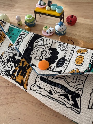 文青風環保純棉筷袋 神奇柑仔店 原胚米白 厚實手感 就愛壽司 童