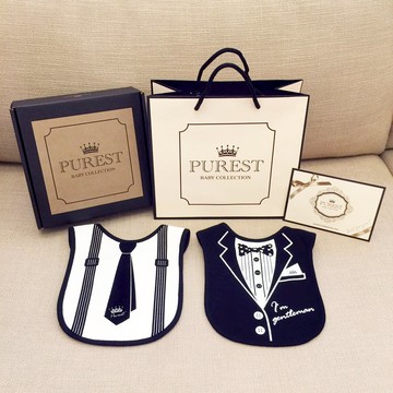 PUREST 小紳士圍兜 綜合款 寶寶彌月禮盒組 嬰兒 新生兒 滿月送禮
