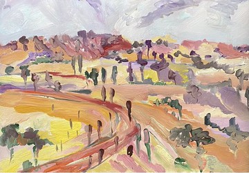 夏季散步 原始水粉畫在紙上野獸派印象派領域繪畫藝術禮物創意