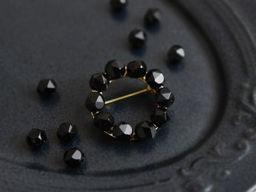 【胸針 ・S 尺寸】漆黑 黑瑪瑙 結晶 ( 沉穩雅緻 天然石 )