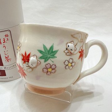 【京燒】手作立體馬克杯-雲錦白狐