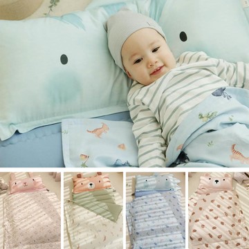韓國 Hiyokobaby - 26盎司厚墊絲柔莫代爾分離式睡袋-藍角龍公園